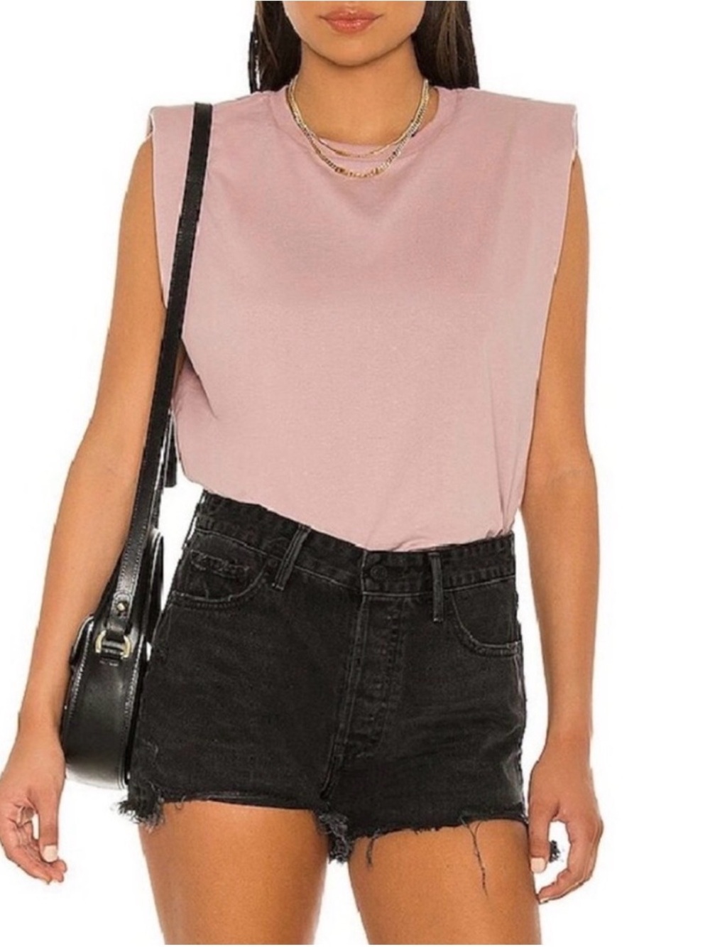 All Saints Coni Tank Shoulder Pad Crewneck Sleeveless Women Shirt Pink Size XS